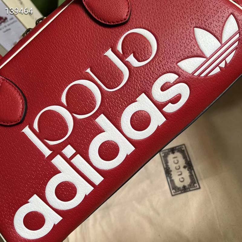 Gucci Unisex Adidas x Gucci Mini Duffle Bag Red Leather Interlocking G