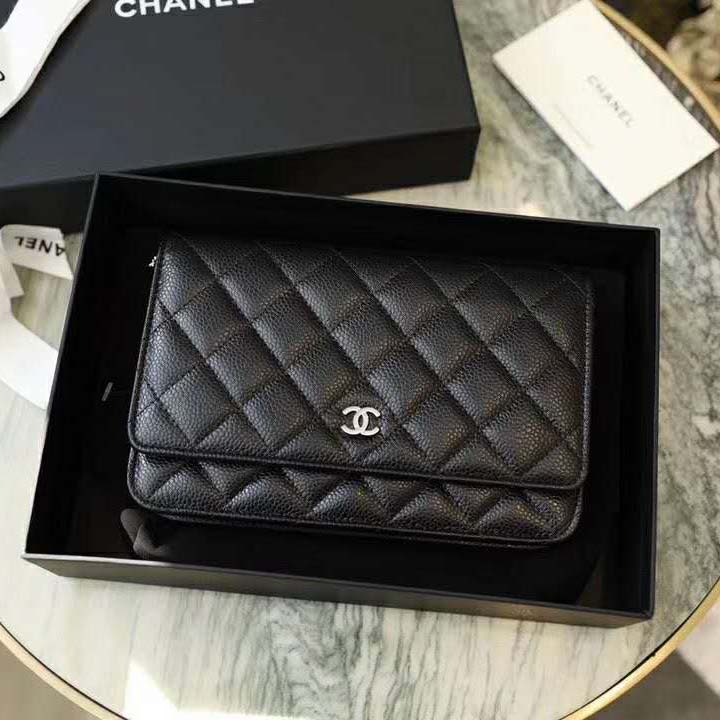 Chanel Women Classic Wallet On Chain Lambskin Leather-Black