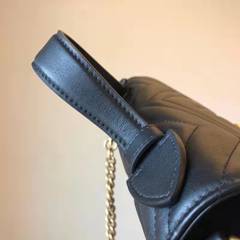 Gucci GG Women GG Marmont Small Top Handle Bag Black Double G