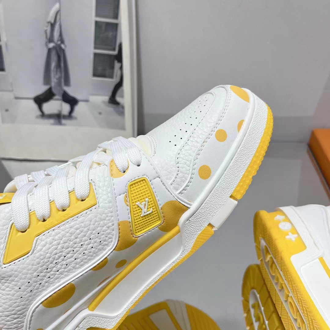 Louis Vuitton LV Unisex LV x YK LV Trainer Sneaker Yellow Calf Leather Rubber