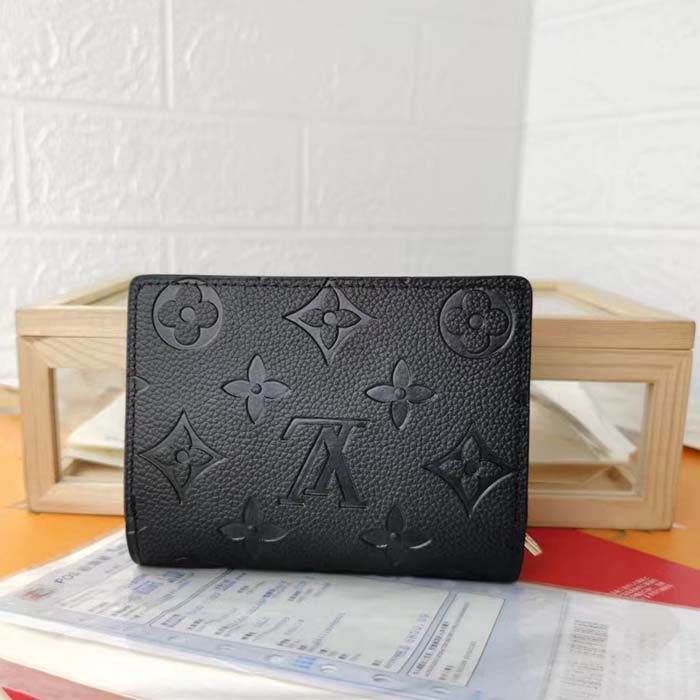 Louis Vuitton LV Unisex Cléa Wallet Black Embossed Supple Grained Cowhide Leather