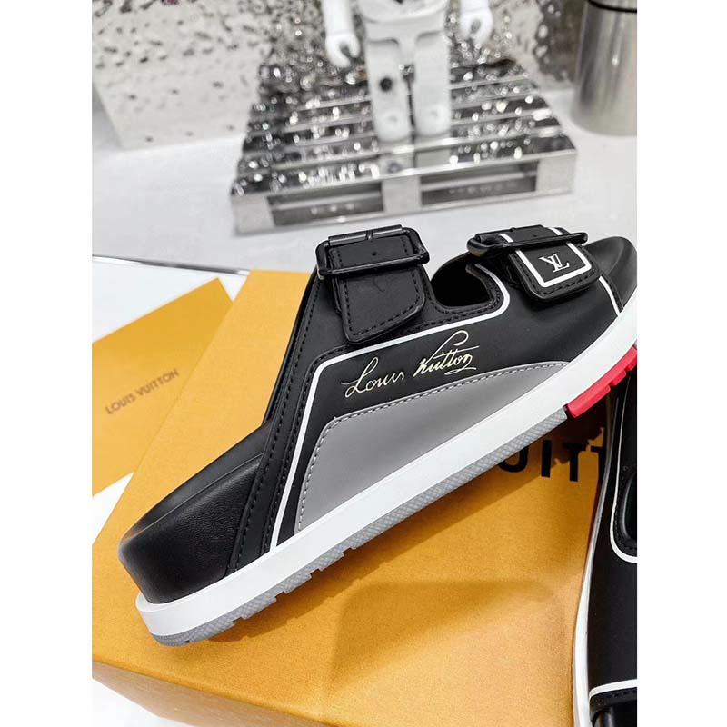 Louis Vuitton LV Unisex Trainer Mule Black Mix Materials Anatomic Insole Initials