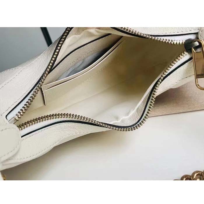 Gucci Women GG Aphrodite Small Shoulder Bag White Soft Leather Double G