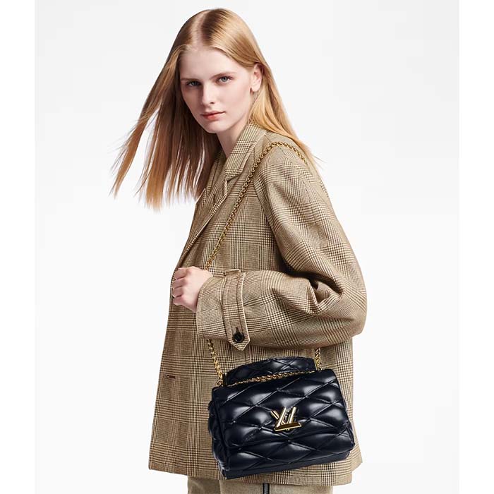 Louis Vuitton LV Women GO-14 MM Navy Blue Lamb Leather Cowhide Leather