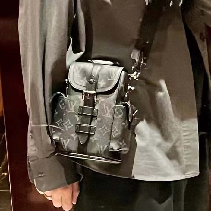 Louis Vuitton LV Unisex Nano Christopher Monogram Eclipse Coated Canvas Cowhide Leather