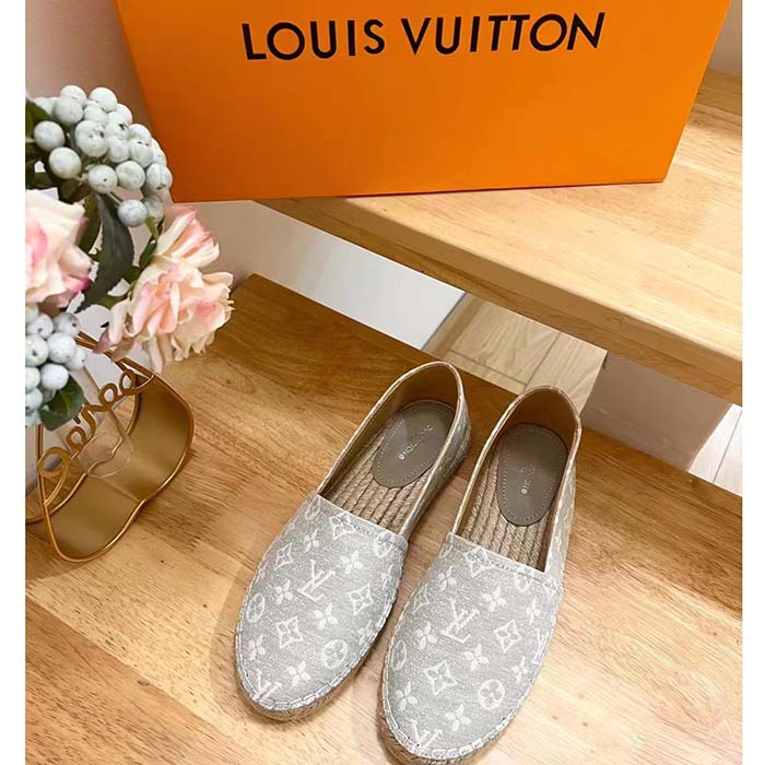 Louis Vuitton LV Women Starboard Flat Espadrille Beige Monogram Denim Rope Rubber