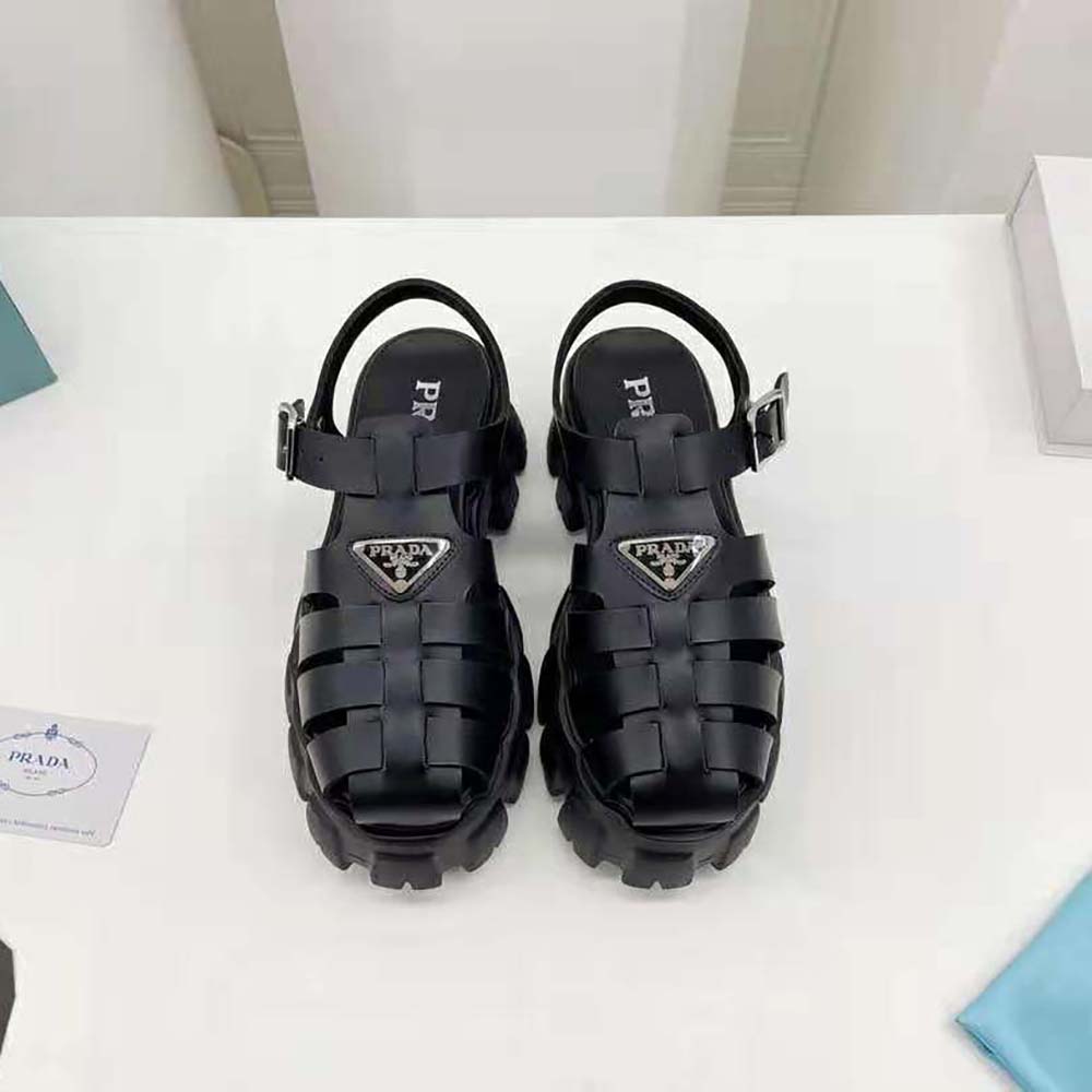 Prada Women Foam Rubber Sandals in 55 mm Heel Height-Black