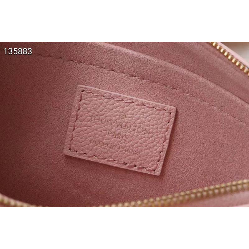 Louis Vuitton Double Zip Pochette Pink Monogram Empreinte Embossed Supple Grained Cowhide