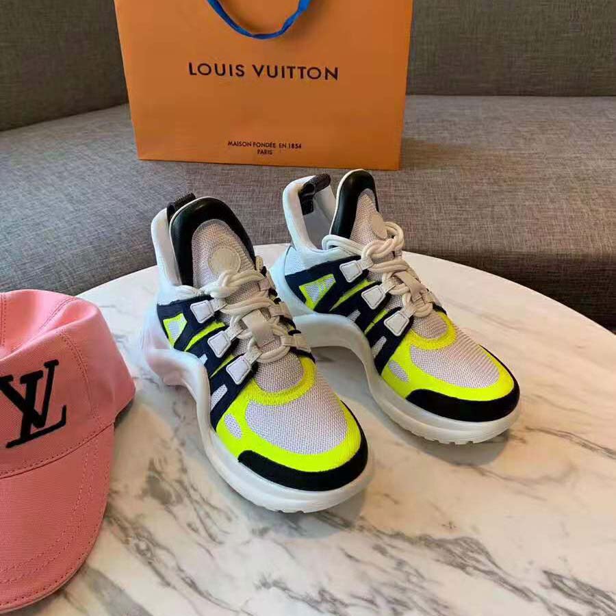 Louis Vuitton LV Unisex LV Archlight Sneaker in Technical Fabric and Monogram Canvas-Yellow