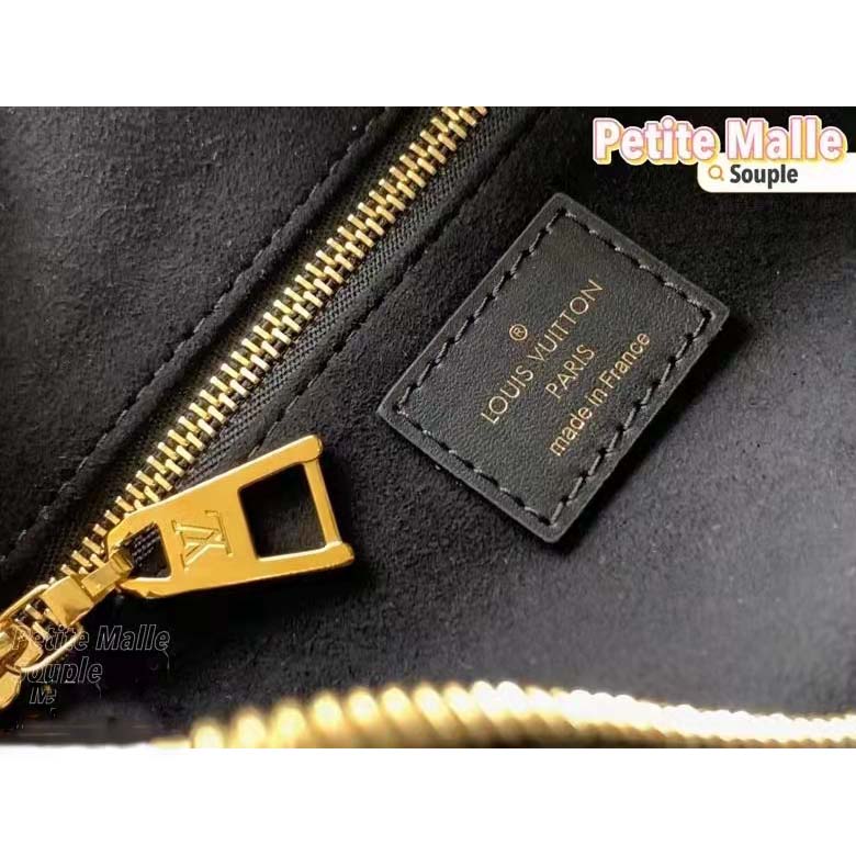 Louis Vuitton LV Women Petite Malle Souple Black Embossed Grained Cowhide Leather