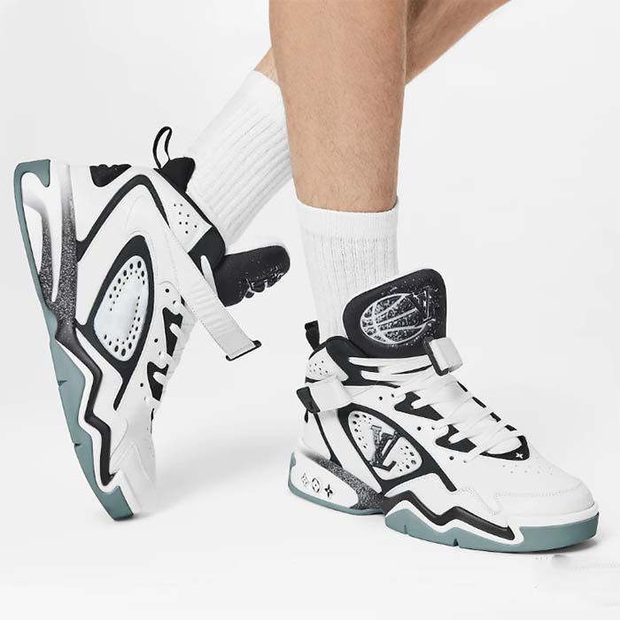 Louis Vuitton LV Unisex Trainer 2.0 Sneaker Boot White Calf Leather Rubber Outsole