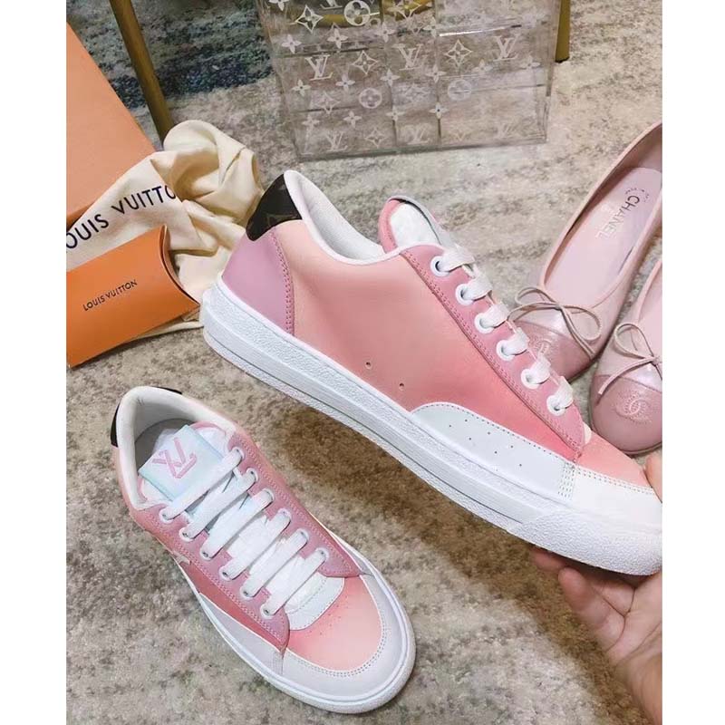 Louis Vuitton LV Women Charlie Sneaker Rose Clair Pink Recycled Rubber LV Initials