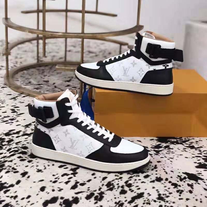 Louis Vuitton LV Unisex Rivoli Sneaker Boot in Monogram Grained Calf Leather-Black