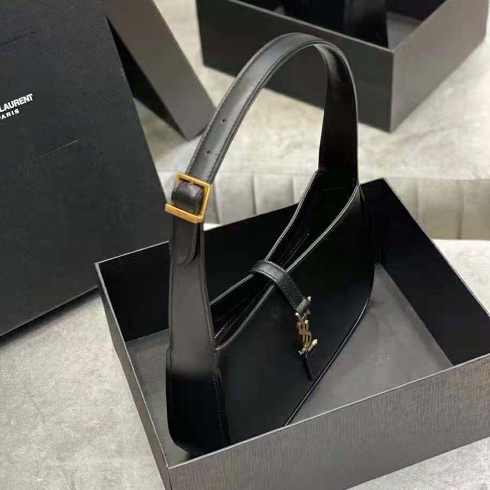 Saint Laurent YSL Women LE 5 A 7 Hobo Bag in Smooth Leather-Black