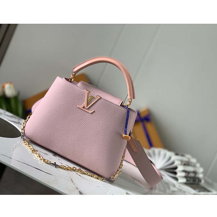 Louis Vuitton LV Women Capucines BB Handbag Pearly Pink Taurillon Leather