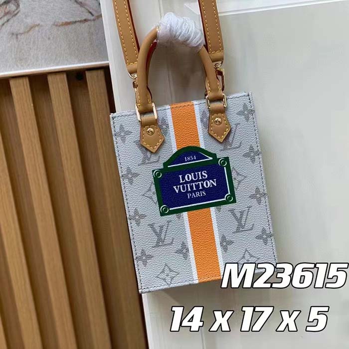 Louis Vuitton LV Unisex Petit Sac Plat Bag Beige Ocher Monopaname Coated Canvas Cowhide Leather