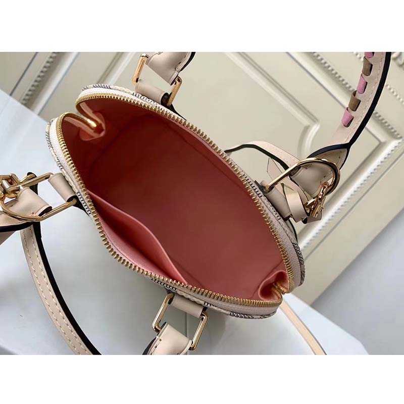 Louis Vuitton LV Women Alma BB Handbag Beige Damier Azur Coated Canvas