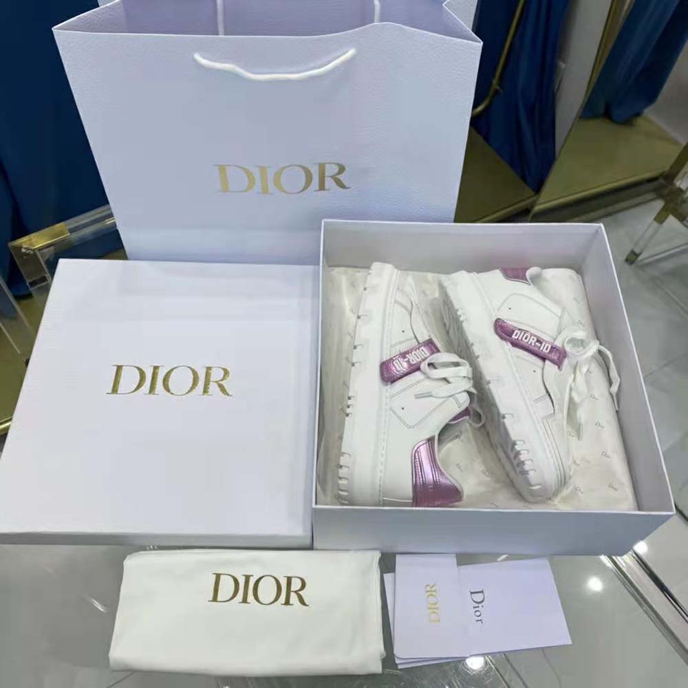 Dior Women Dior-id Sneaker White and Metallic Pink Calfskin