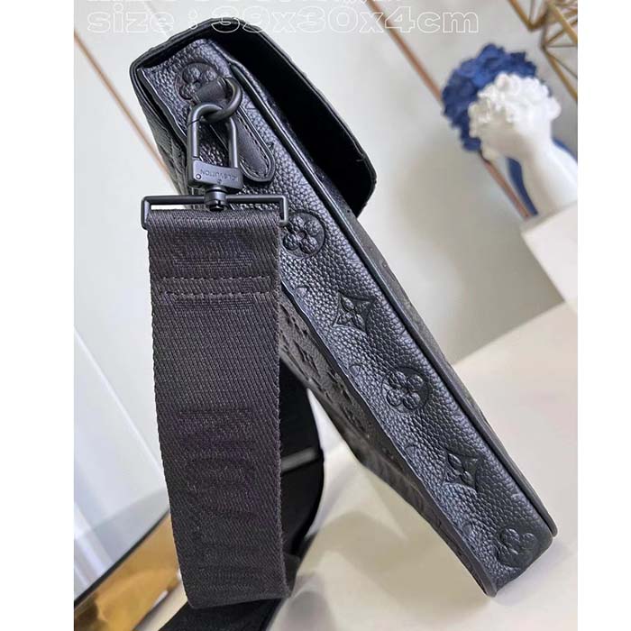 Louis Vuitton LV Unisex S Lock Briefcase Black Taurillon Monogram Embossed Cowhide Leather