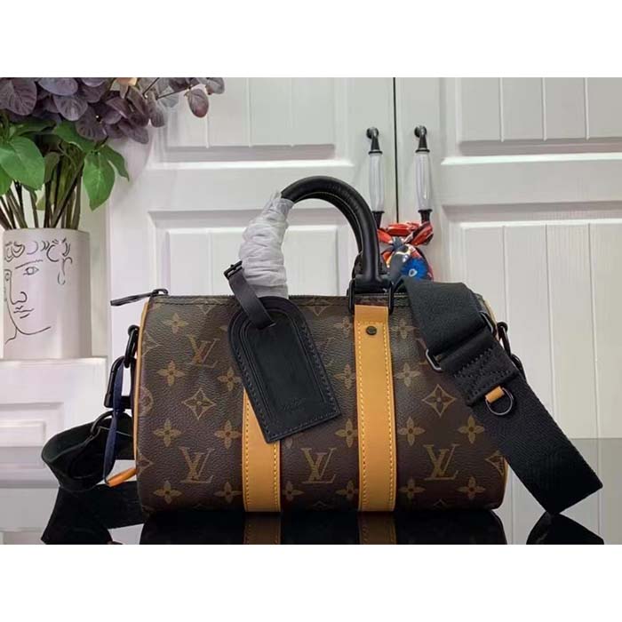 Louis Vuitton LV Unisex Keepall Bandoulière 25 Radiant Sun Monogram Macassar Coated Canvas