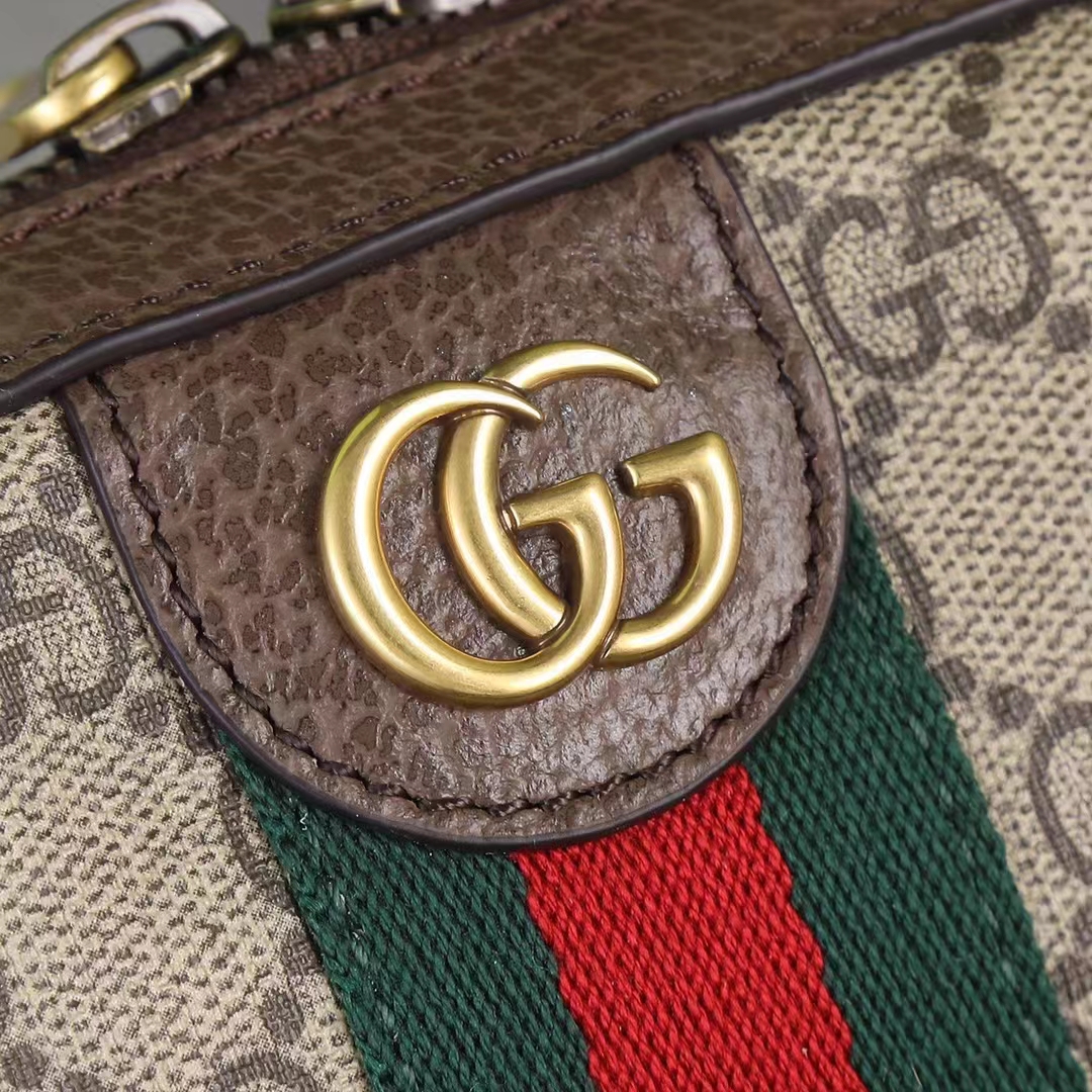 Gucci Unisex GG Ophidia GG Shoulder Bag Beige Ebony Supreme Canvas