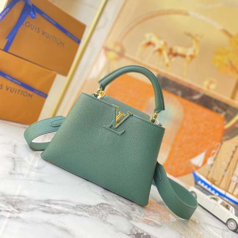 Louis Vuitton LV Women Capucines Mini Handbag Vert D’eau Green Taurillon Leather