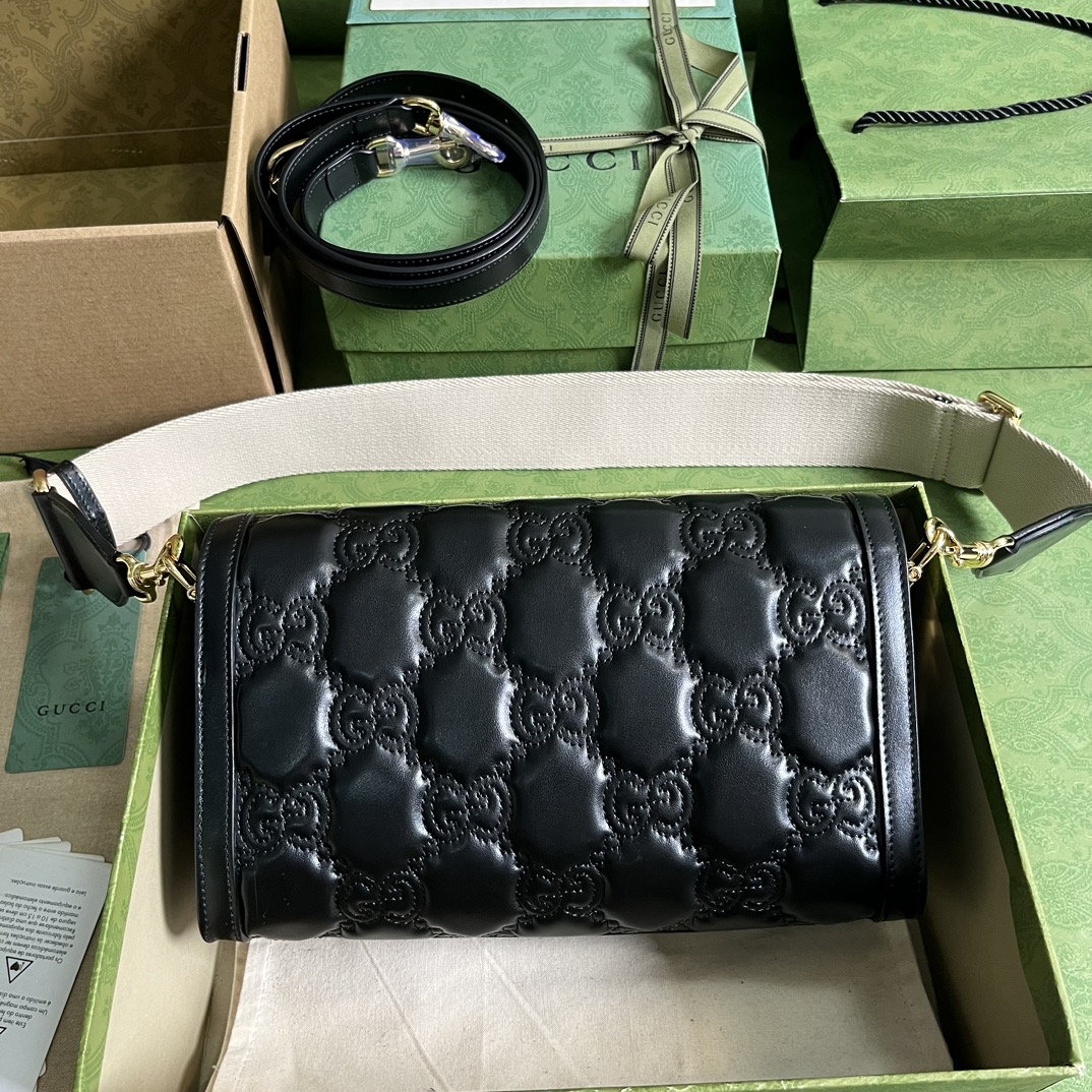 Gucci Women GG Matelassé Small Bag Black Double G