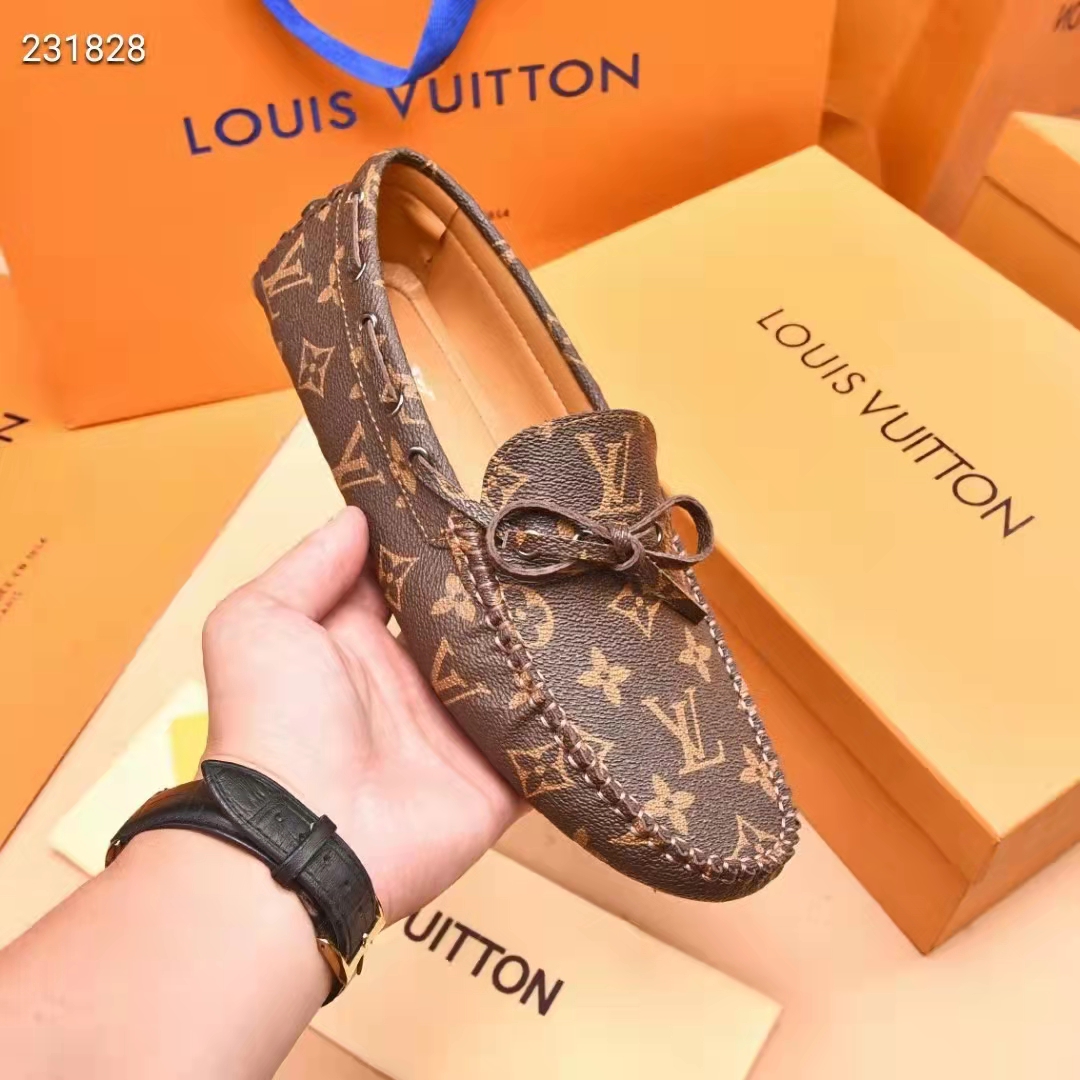 Louis Vuitton LV Men Arizona Mocassin Brown Monogram Canvas Tubular Construction