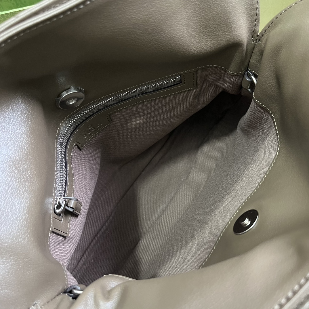 Gucci Women GG Blondie Small Tote Bag Brown Leather Round Interlocking G