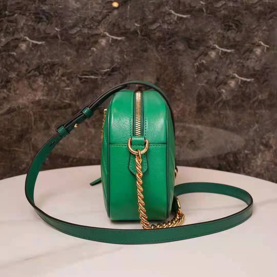 Gucci GG Women GG Marmont Small Shoulder Bag Bright Green Diagonal Matelassé