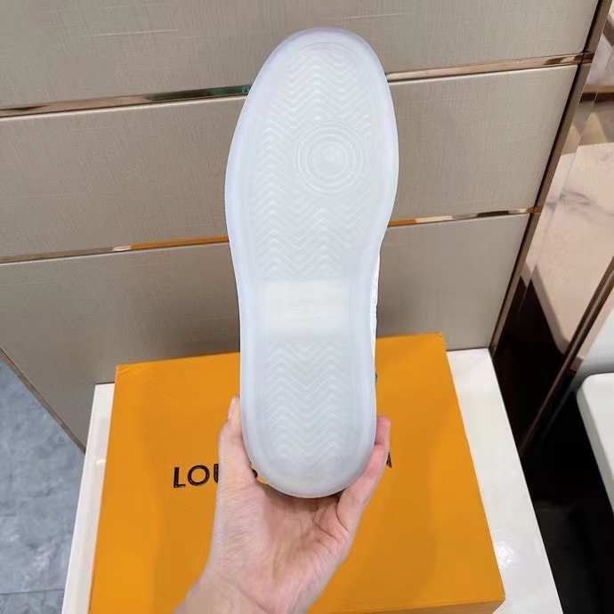 Louis Vuitton LV Unisex Rivoli Sneaker Boot Blue White Calf Leather Monogram Canvas