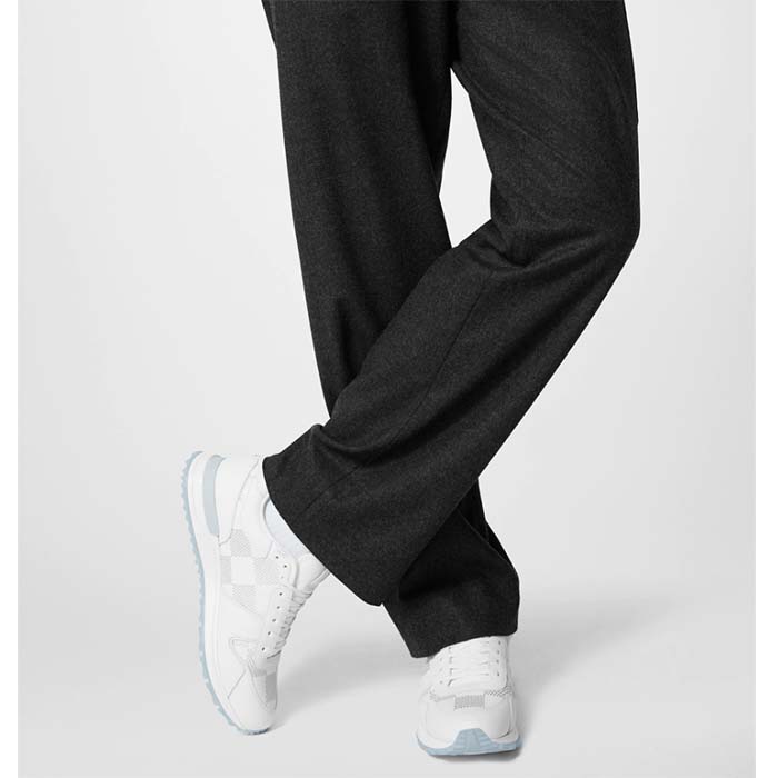 Louis Vuitton LV Unisex Run Away Sneaker White Maxi Damier Embossed Grained Calf