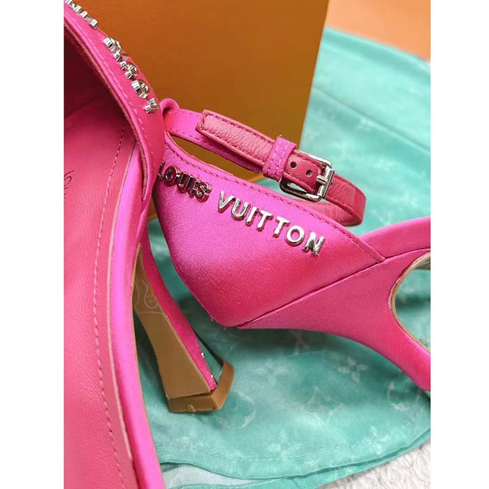 Louis Vuitton LV Women Sparkle Sandal Pink Lambskin Leather Outsole 9.5 Cm Heel
