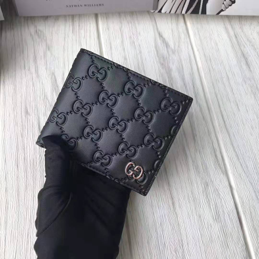 Gucci GG Men Gucci Signature Wallet in Black Gucci Signature Leather with Details