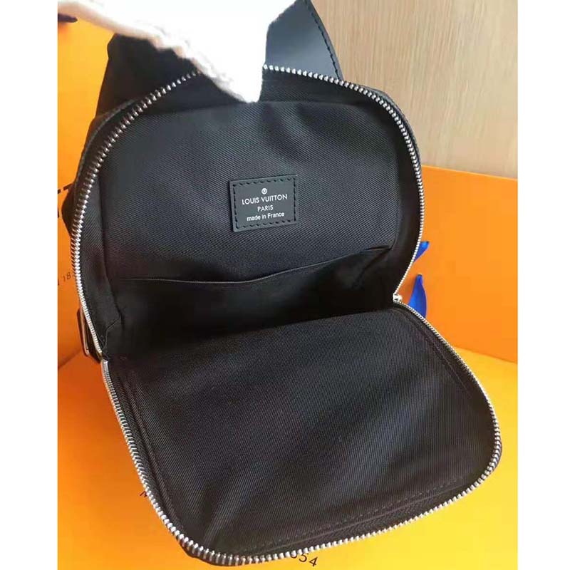 Louis Vuitton LV Men Avenue Sling Bag in Coated Damier Graphique Canvas-Grey