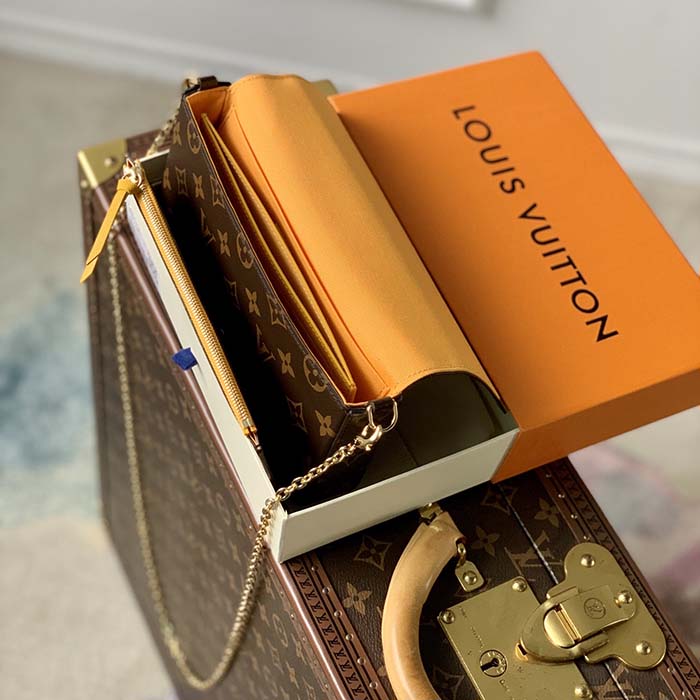 Louis Vuitton LV Women Félicie Pochette Yellow Brown Monogram Coated Canvas