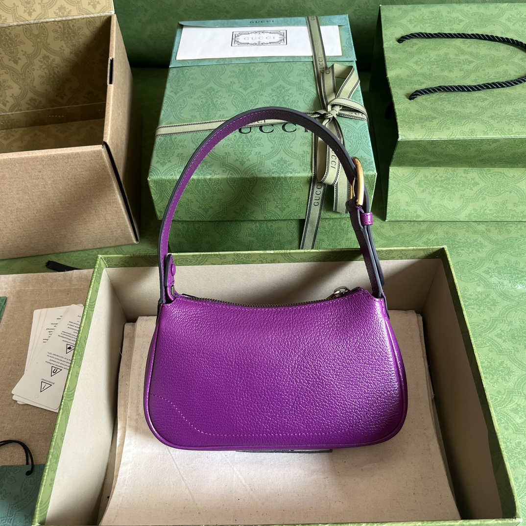 Gucci Women GG Aphrodite Mini Shoulder Bag Double G Purple Soft Leather
