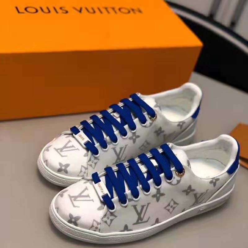 Louis Vuitton LV Women LV Frontrow Sneaker in Monogram-Print Textile-Blue