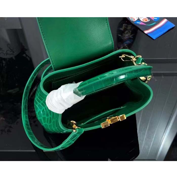 Louis Vuitton LV Women Capucines Mini Handbag Green Crocodilien Brillant Savoir Faire