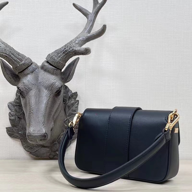 Fendi Women FF Brooch Mini Baguette Fendace Black Leather Bag