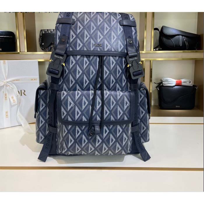 Dior Unisex CD Hit The Road Backpack Navy Blue CD Diamond Canvas