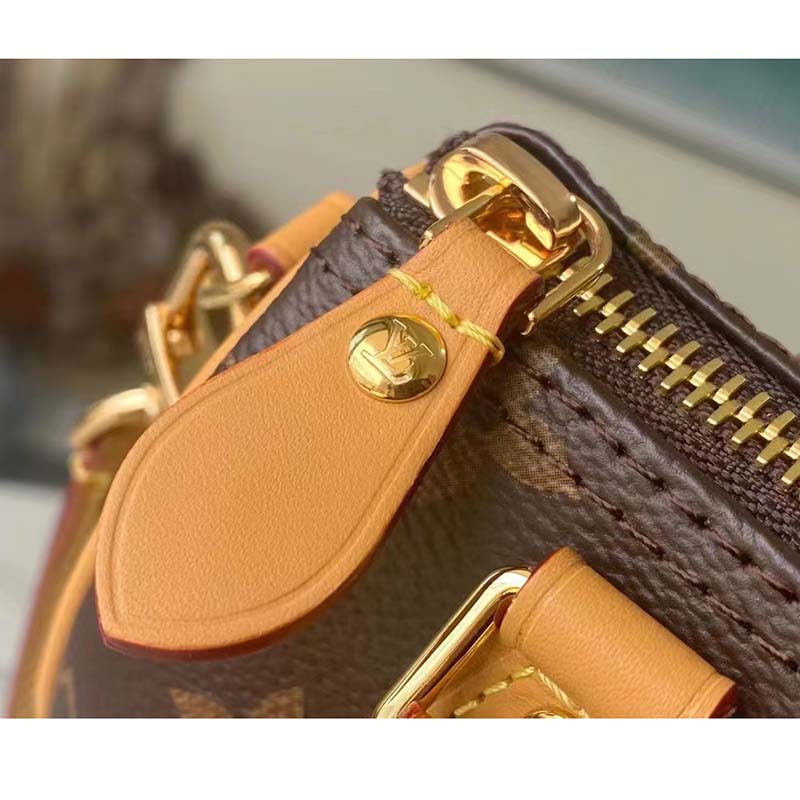 Louis Vuitton LV Women Nano Speedy Bag Brown Monogram Coated Canvas Cowhide