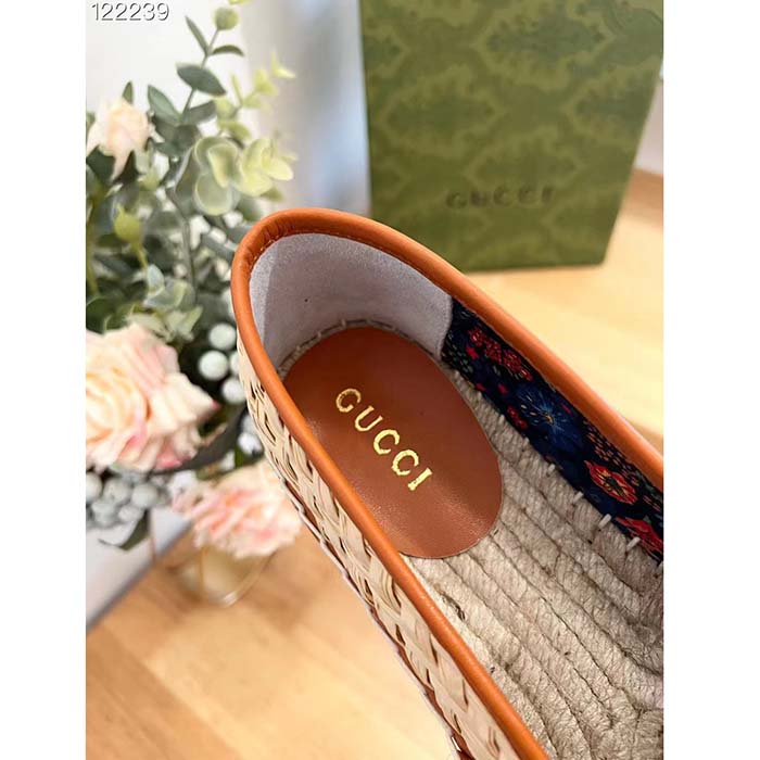 Gucci Unisex GG Interlocking G Espadrille Natural Raffia Leather Round