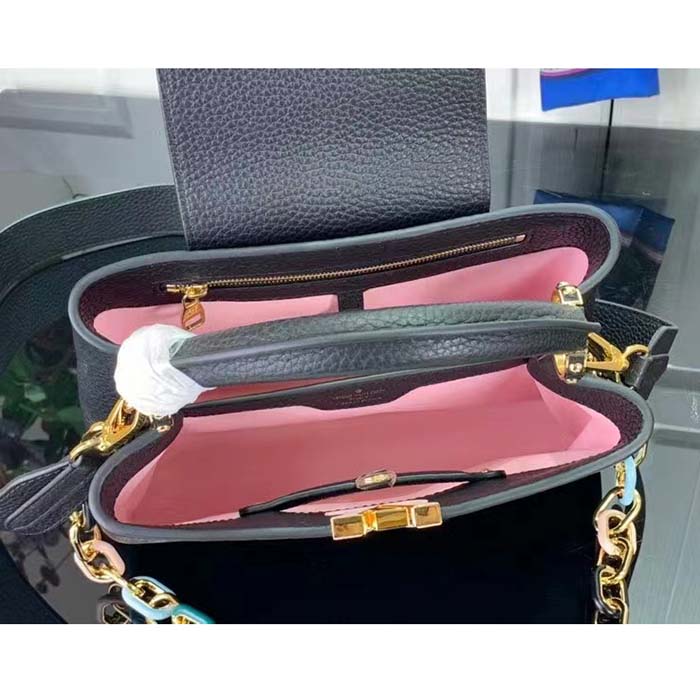 Louis Vuitton LV Women Capucines BB Handbag Black Taurillon Cowhide Leather