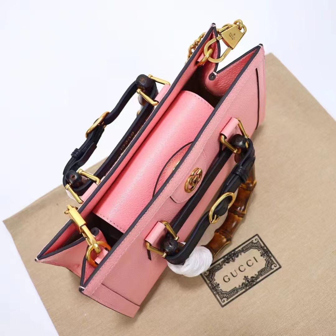 Gucci Women GG Diana Small Shoulder Bag Pink Leather Double G