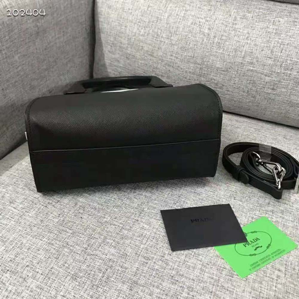 Prada Women Saffiano Leather Prada Kristen Handbag-Black