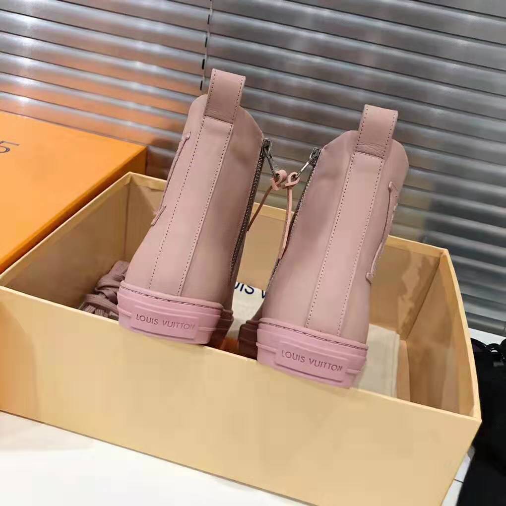 Louis Vuitton LV Women Stellar Sneaker Boot in Soft Pink Calfskin Leather