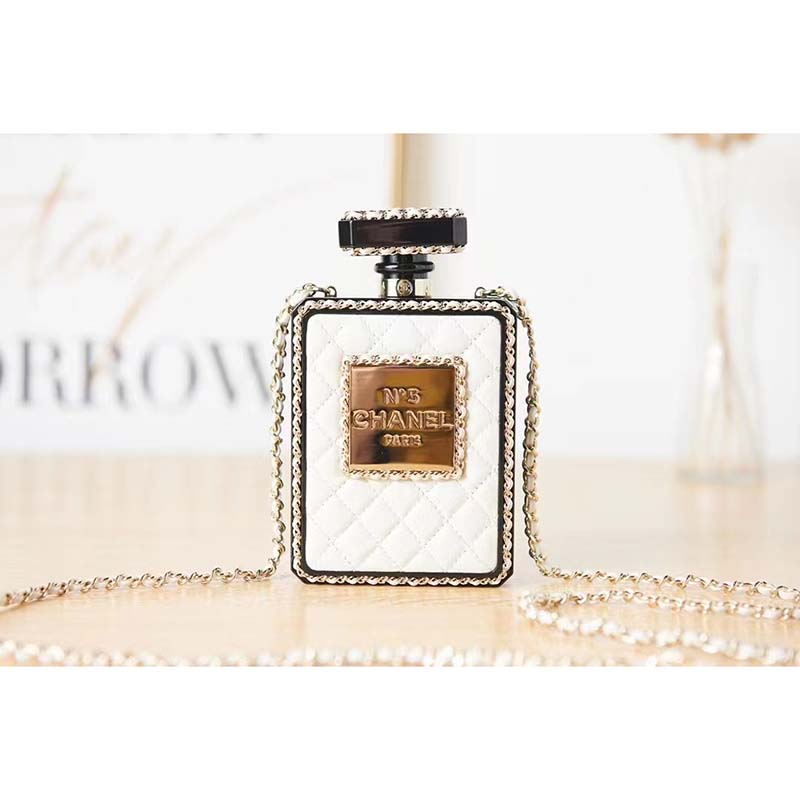 Chanel CC Women Evening Bag Lambskin Plexi Gold-Tone Metal Black White