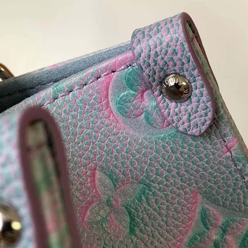 Louis Vuitton LV Women OnTheGo PM Tote Bag Purple Sprayed Embossed Grained Cowhide