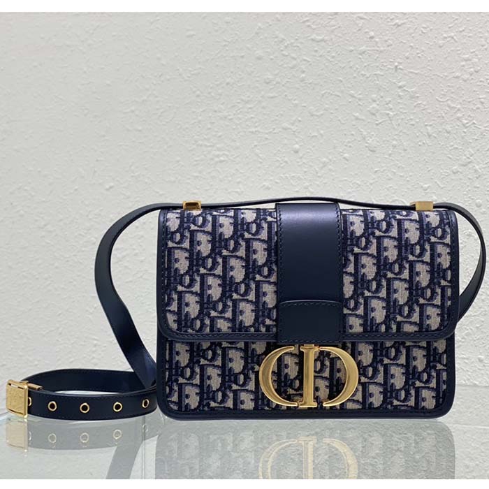 Dior Women CD 30 Montaigne Bag Blue Dior Oblique Jacquard